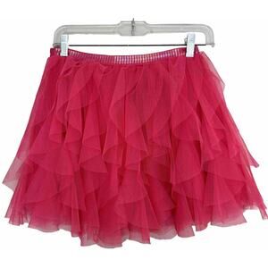 Pink Ruffle Tulle Skirt Kid Girls Size 14 Flowy Flare A-Line Skirt